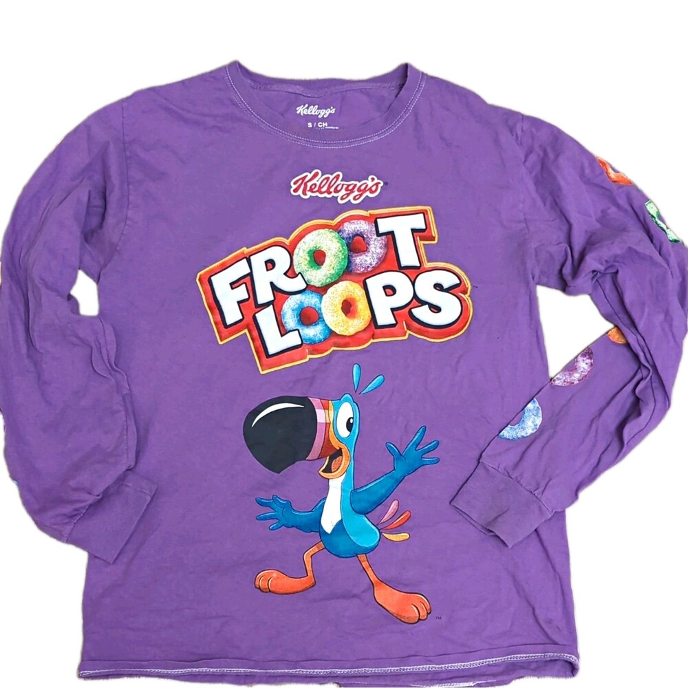 Kellogg's Froot Loops Toucan Sam Purple Long Sleeve Crew Neck Tee Size S